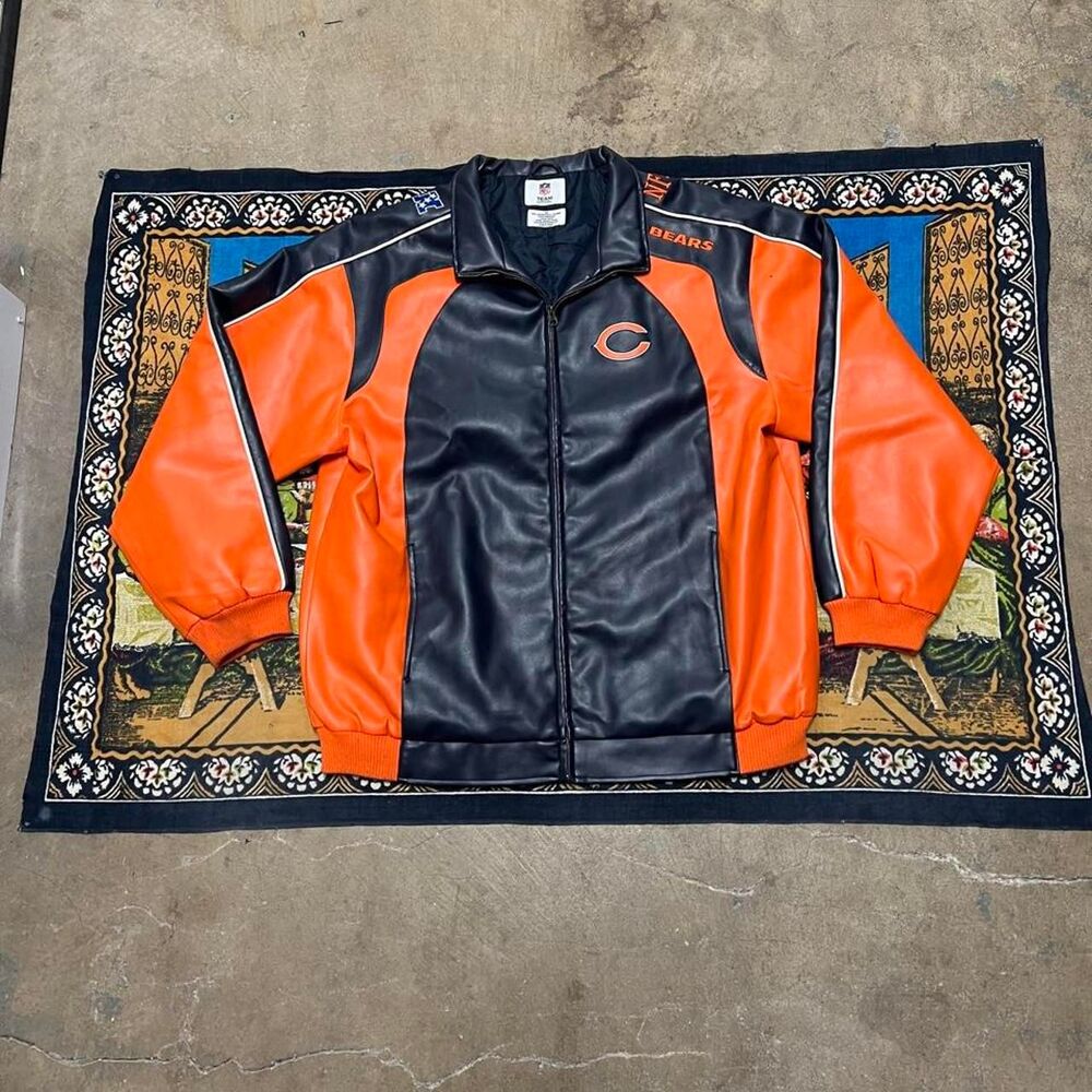Vintage Chicago bears leather jacket Size XXL NFL team apparel faux leather y2k